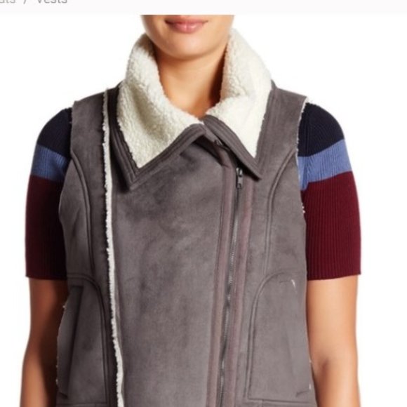 Suede & fur trim Moto Vest NWT - Picture 1 of 5
